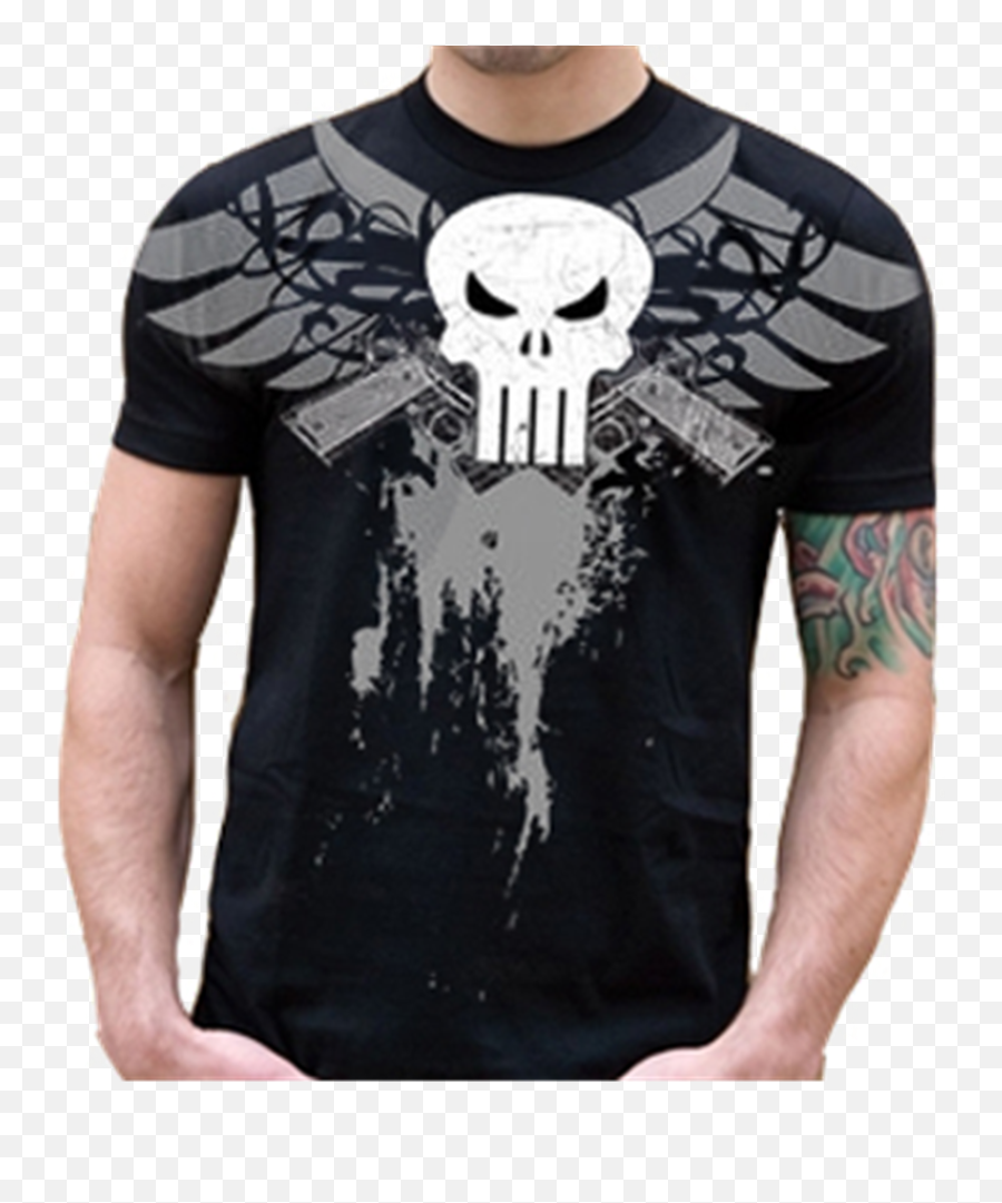 Punisher The Skull Guns Wings T - Shirt Png,Punisher Skull Png