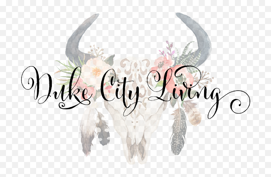 Duke City Living - Cow Skull With Flowers And Feathers Decorative Png,Cow Skull Png