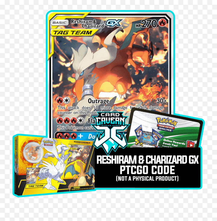 Reshiram U0026 Charizard Gx Sm201 Ptcgo Code - Pokemon Tag Team Charizard Png,Charizard Transparent
