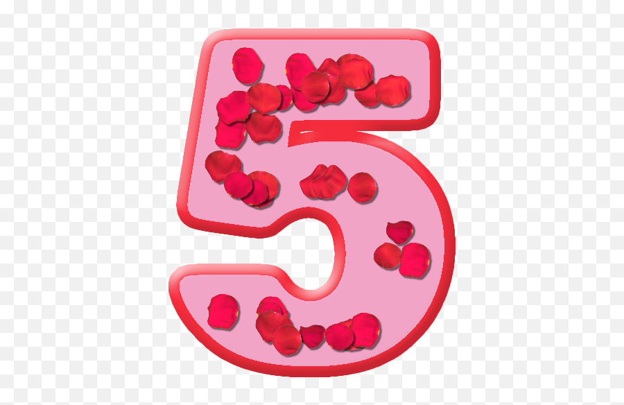 Presentation Alphabets Rose Petals Numeral 5 - Heart Png,Pink Rose Petals Png
