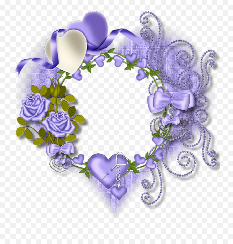 Purple Flower Clipart Round Frame - Heart Flower Mensagem Um Lindo Sabado Png,Flower Frame Transparent