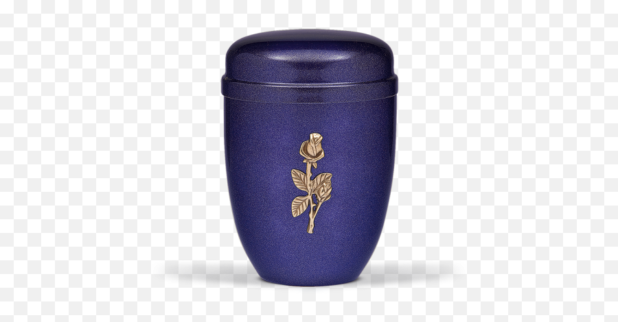 Cobalt Blue Mother Of Pearl Steel With Single Rose Brass Emblem Funeral Cremation Ashes Urn For Adult 717 - Ceramic Png,Ashes Png