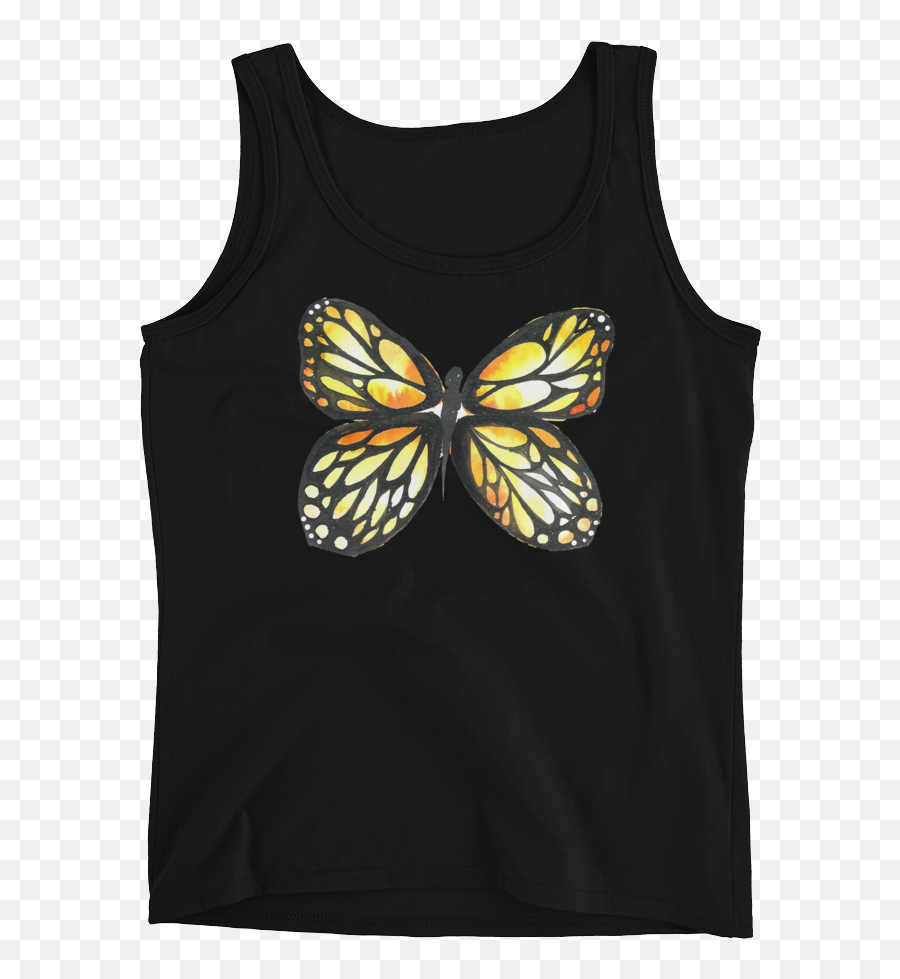 Yellow Butterfly Png - Black U0026 Yellow Butterfly Ladies Top Active Tank,Yellow Butterfly Png