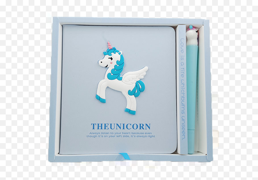 Creative Cute Lovely Blue Unicorn Diary Notebook With Pen - Stallion Png,Cute Unicorn Png