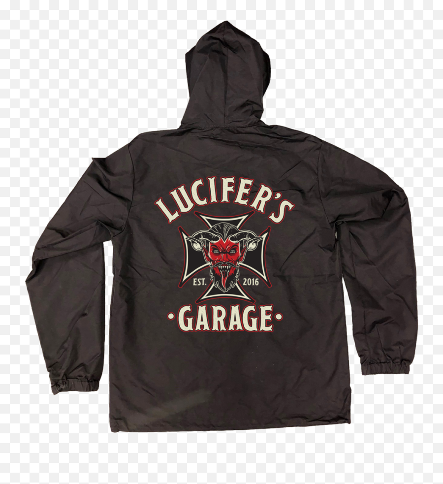 Luciferu0027s Garage Iron Cross Hooded Windbreaker - Hoodie Png,Iron Cross Png