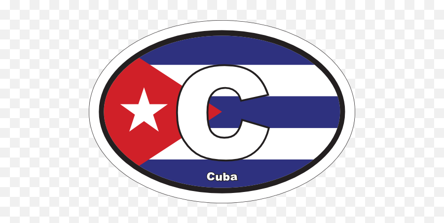 Cuba C Flag Oval Sticker - Bandeira Mato Grosso Do Sul Png,Cuban Flag Png
