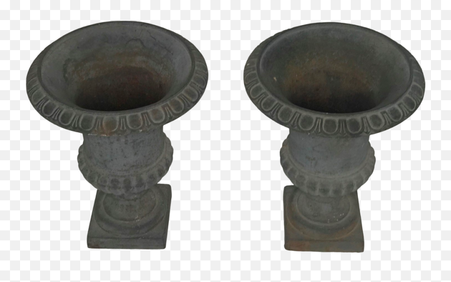 Pair Of Iron Planters Urns In A Dark Grey Palette U2014 Wolf Hall Antiques Png