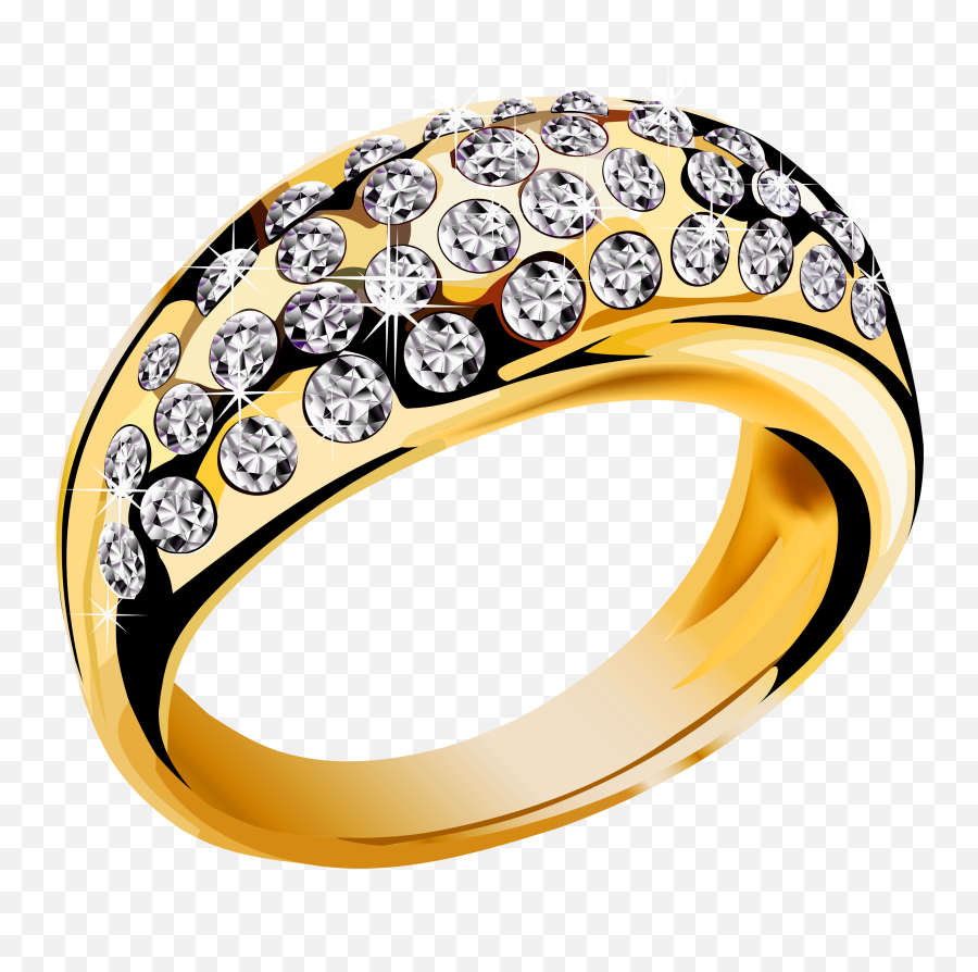 Gold Ring With Diamonds Png Image - Gold Ring Png,White Diamond Png