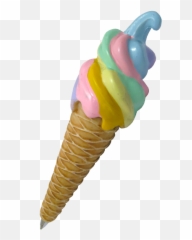 Download Pen Rainbow Icecream - Cream Cone Png