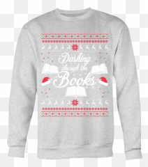 Dashing Through The Books Ugly Christmas Sweater Awesome - Funny Xmas T Shirt Png,Ugly Christmas Sweater Png