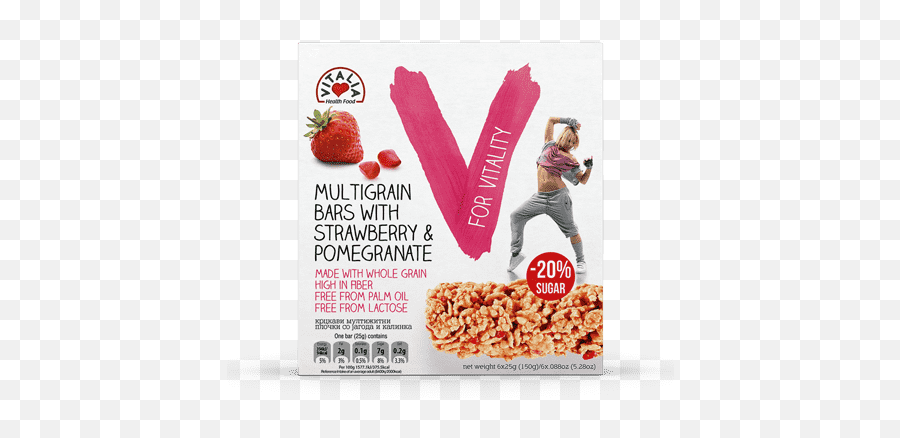 V For Vitality Multi - Grain Bar With Strawberry U0026 Pomegranate Vitalia Crunchy Cereal Bar With Strawberry And Pomegranate 210g Png,Pomegranate Transparent