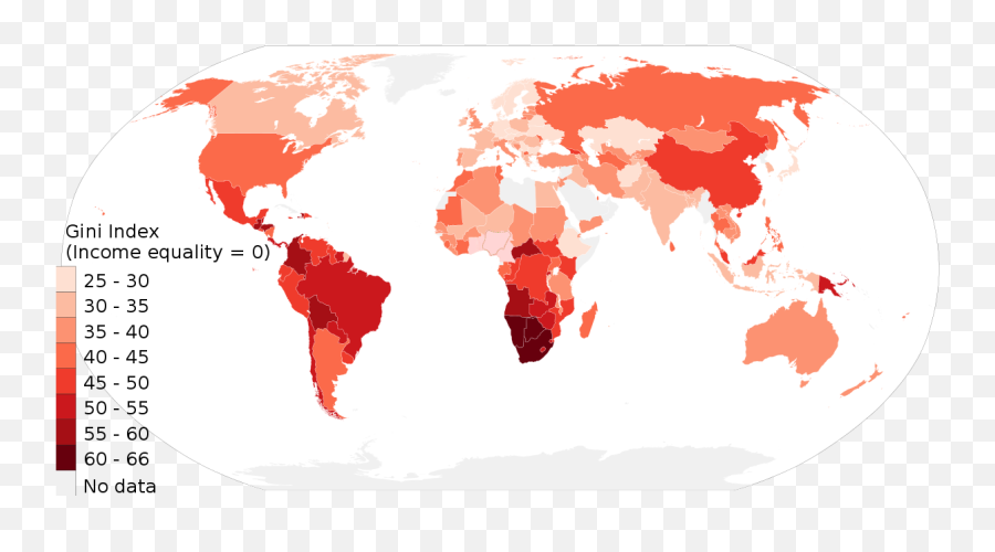 Gini Index World Map Income Inequality - Gini Coefficient World Map Png ...