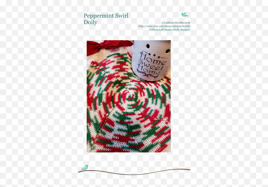 Peppermint Swirl Crocehet Doily Pattern By Alicia Lafontaine - Garden Roses Png,Doily Png