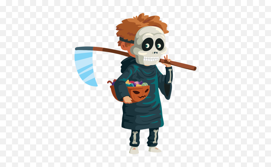 Boy Wearing Grim Reaper Costume - Cartoon Png,Reaper Transparent