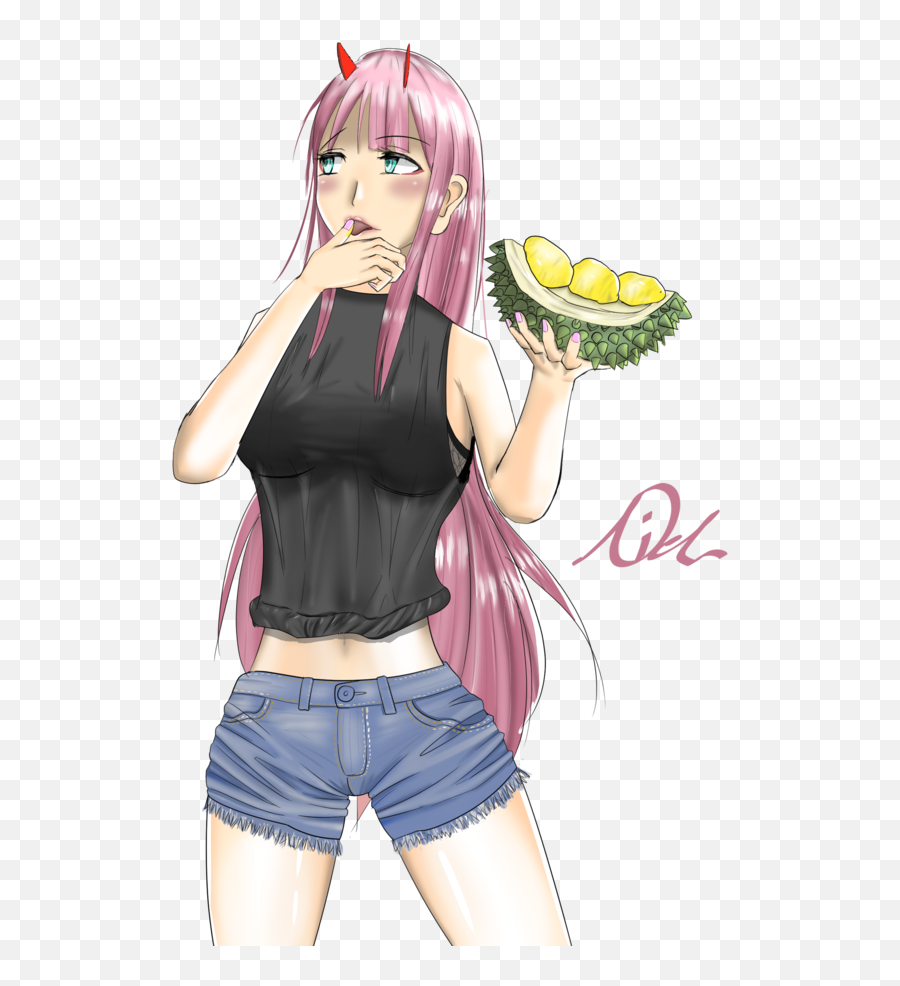 Zero Two Eating Durians Oumanikolai - Illustrations Art Street Cartoon Png,Zero Two Png