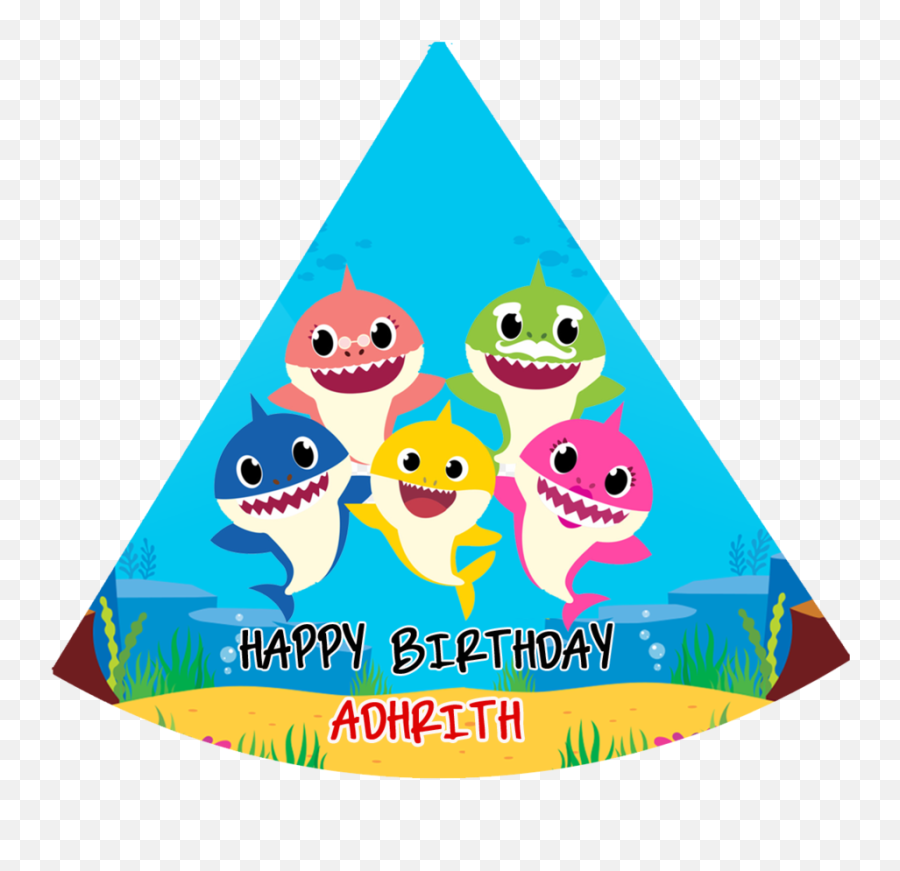 Personalized Baby Shark Birthday Party Caps Hats 10pcs - Painel Baby Shark Png,Birthday Hat Png Transparent