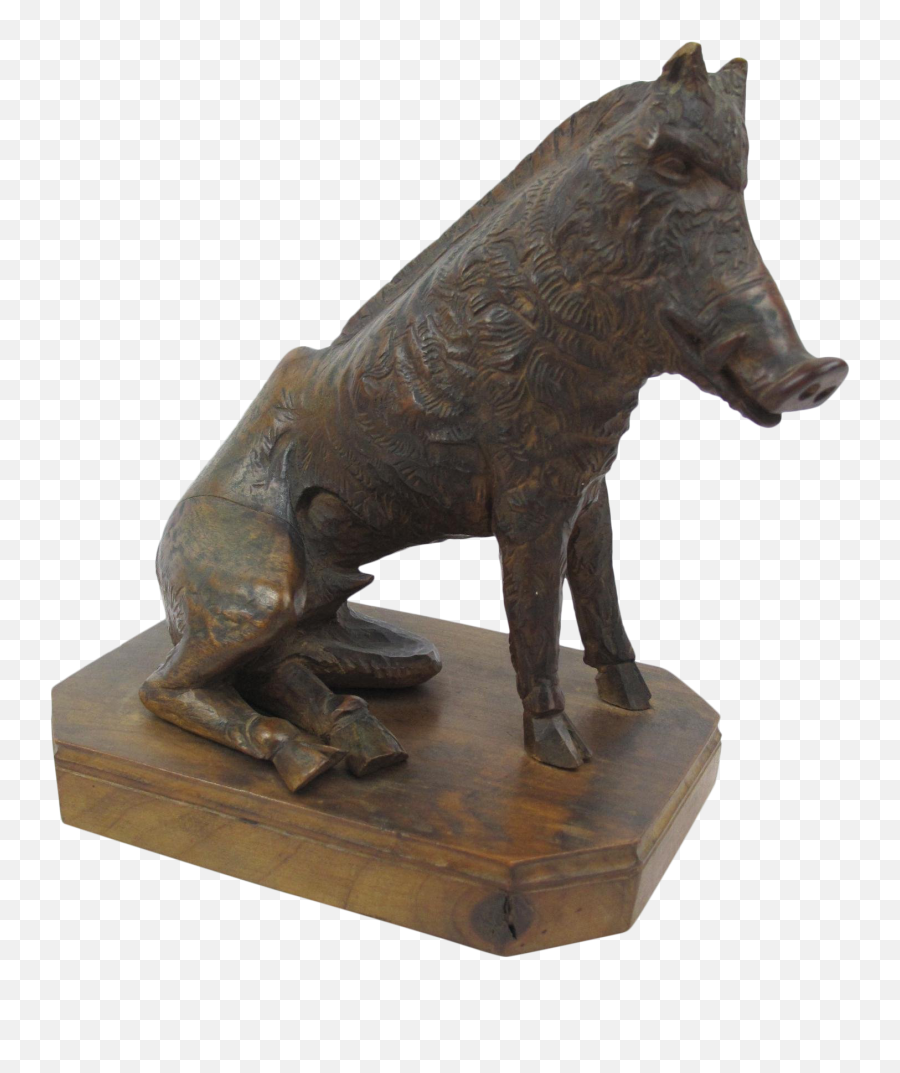 Early 20th Century Antique Italian Carved Wood Warthog Figurine - Animal Figure Png,Warthog Png