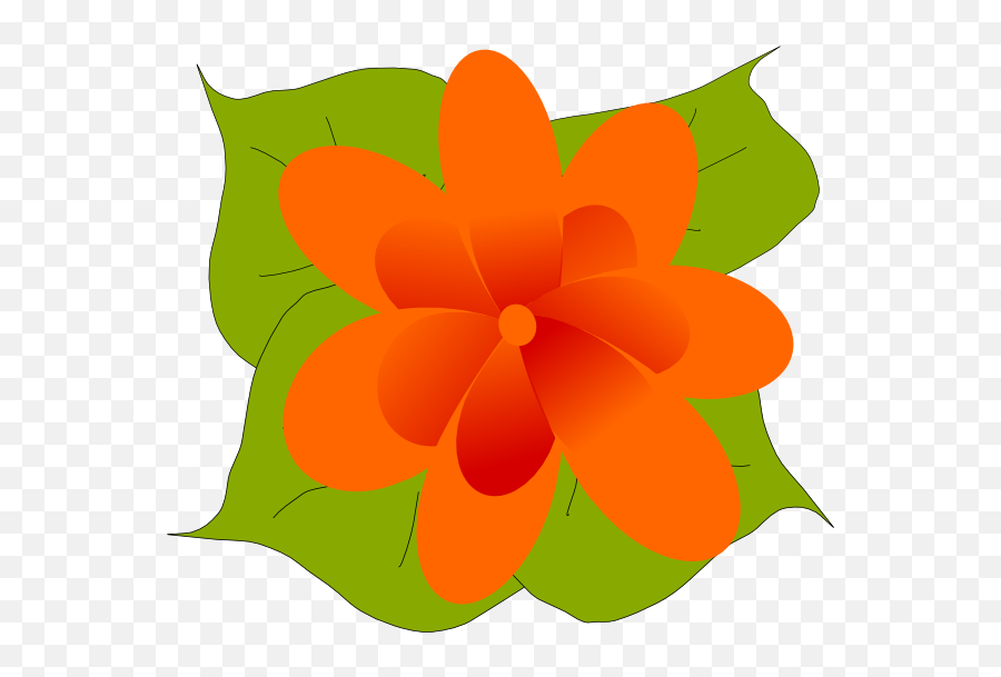 Orange Flower With Leaves Clip Art - Vector Png,Orange Flower Png