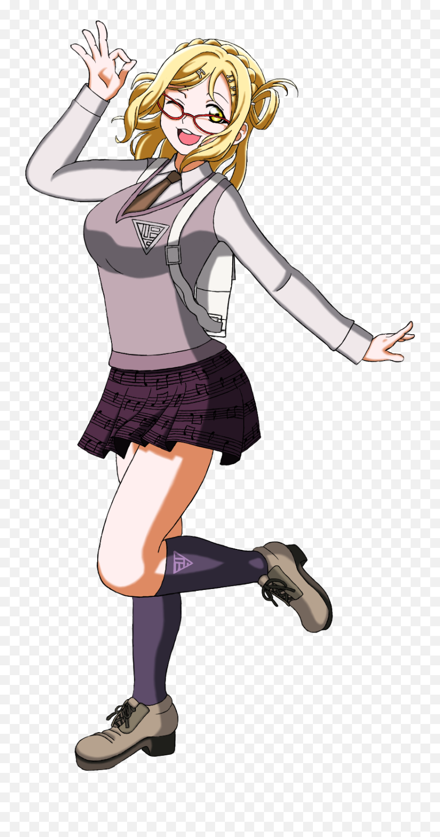 Commission - Kaede Akamatsu With Glasses Png,Mari Ohara Transparent