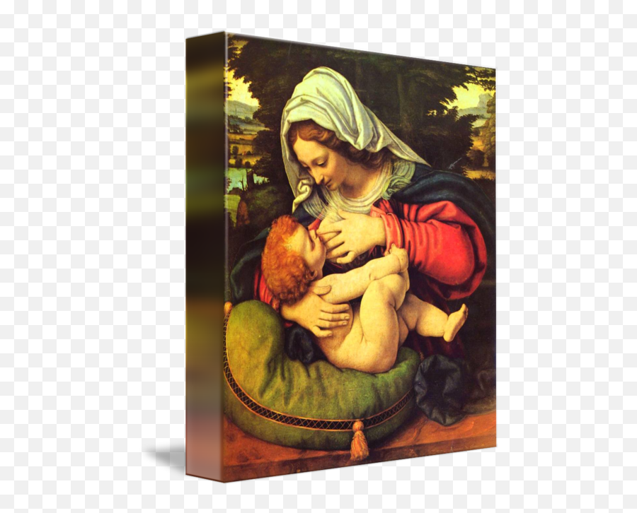 Madonna And Child Virgin Mary Painting Catholic By Magdalena - Virgin Of The Green Cushion Png,Madonna And Child Icon