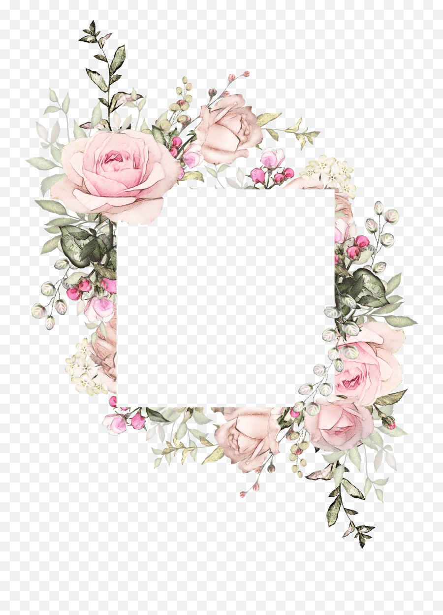 Pink Flower Frame Illustration Wedding Invitation Watercolor Png