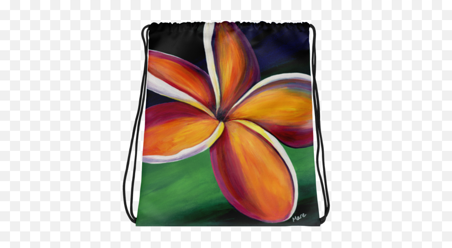 Drawstring Bags Printed With Mareu0027s Art Artwork For A Unique Stylish Look - Drawstring Png,Plumeria Png