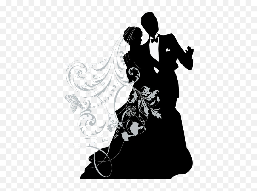 Black And White Download Png Places To - Silhouette Wedding,Married Couple Png