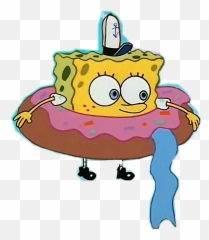 Spongebob Sticker - Spongebob In Donut Png Clipart Full Spongebob In A Donut,Spongebob Meme Png