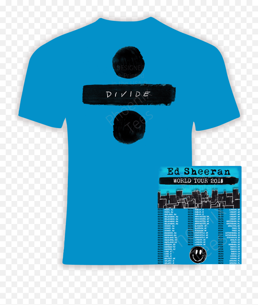 Ed Sheeran Australia And Europe World Tour 2018 T Shirt - Ed Active Shirt Png,Ed Sheeran Png