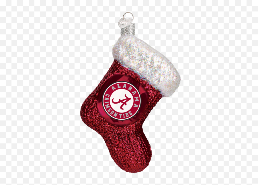 Alabama Crimson Tide Stocking Glass Christmas Ornament - Alabama Crimson Tide Png,Stocking Png