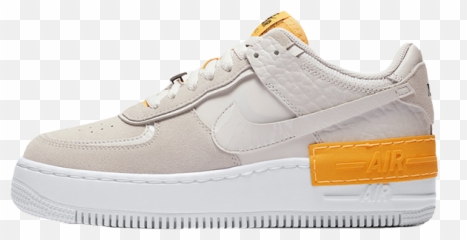 Nike Air Force 1 Shadow Beige Orange - White Glacier Ice Vast Grey png