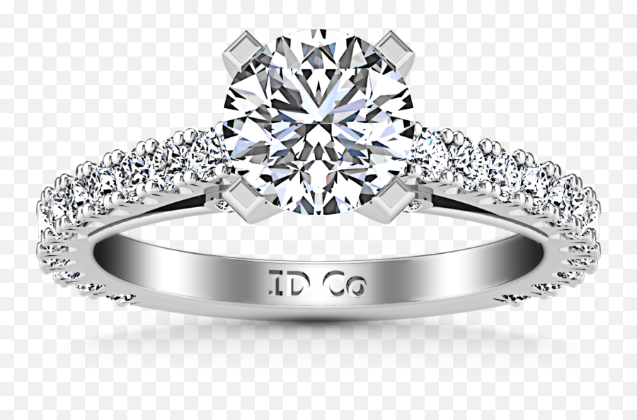Pave Engagement Ring Eden 14k White - Diamond Engagement Ring Set Png,Halo Ring Png
