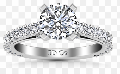 Pave Engagement Ring Eden 14k White - Diamond Engagement Ring Set Png,Halo Ring Png