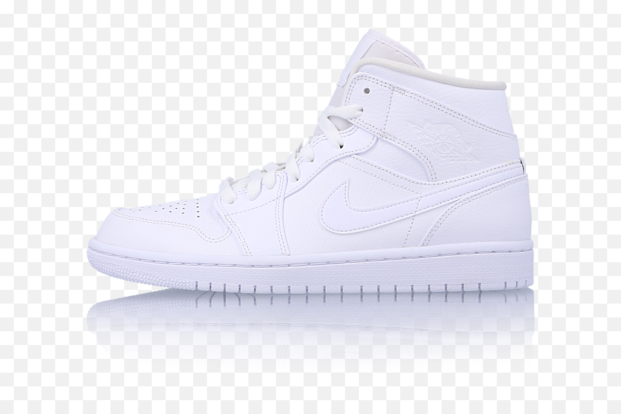 Air Jordan 1 Mid Triple White - All White Air Force 1 Mid Png,Jordan Transparent