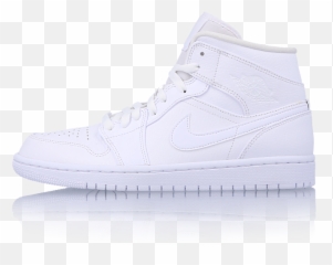 Air Jordan 1 Mid Triple White - All White Air Force 1 Mid Png,Jordan Transparent