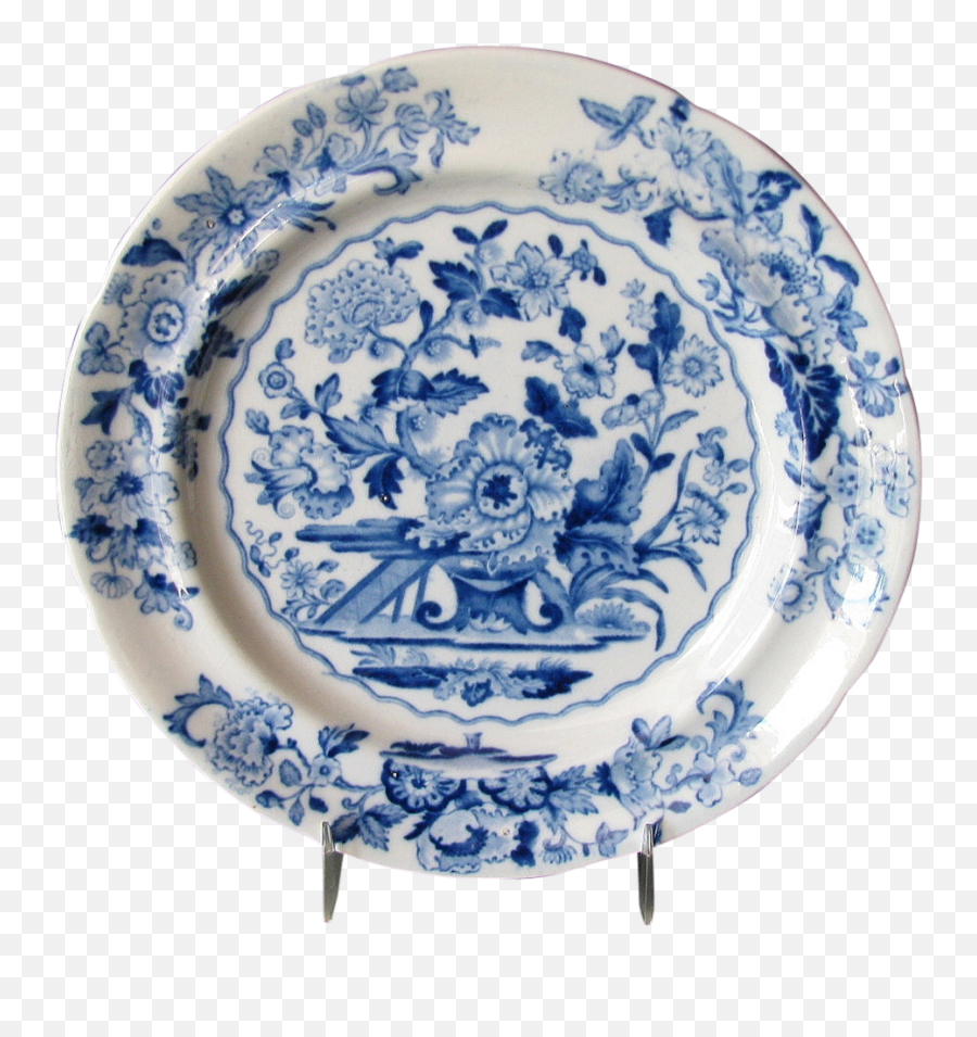 Antique English Plate Blue White - China Porcelain Blue And White Plate Png,White Plate Png