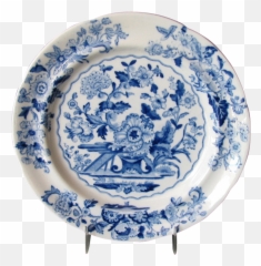 Antique English Plate Blue White - China Porcelain Blue And White Plate Png,White Plate Png