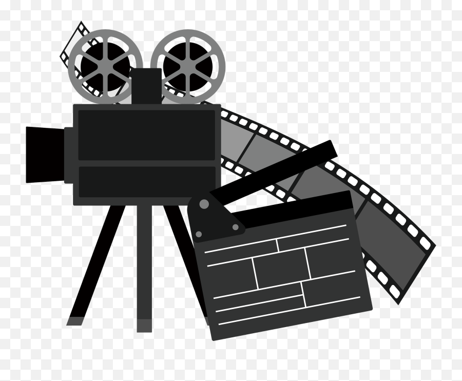 Movie Projector Film And Clapper - Film Clipart Png,Movie Clipart Png