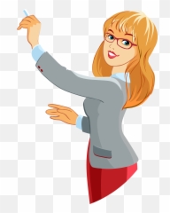 Teacher Character Cartoon Illustration - Vector female Clipart Transparent Background png