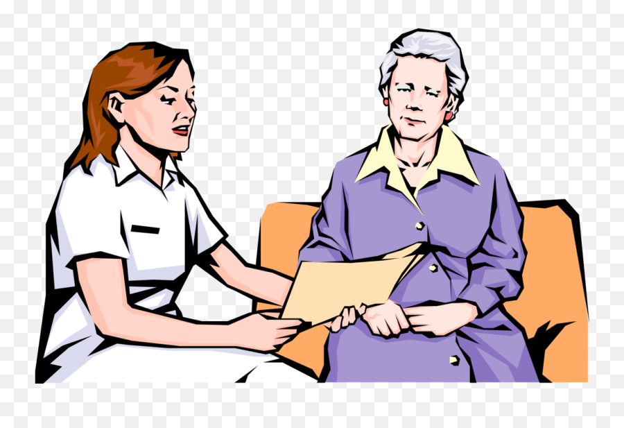 Nurse Reviews Results Vector Image Illustration Of - Patient Nurse And Patient Cartoon Png,Patient Png
