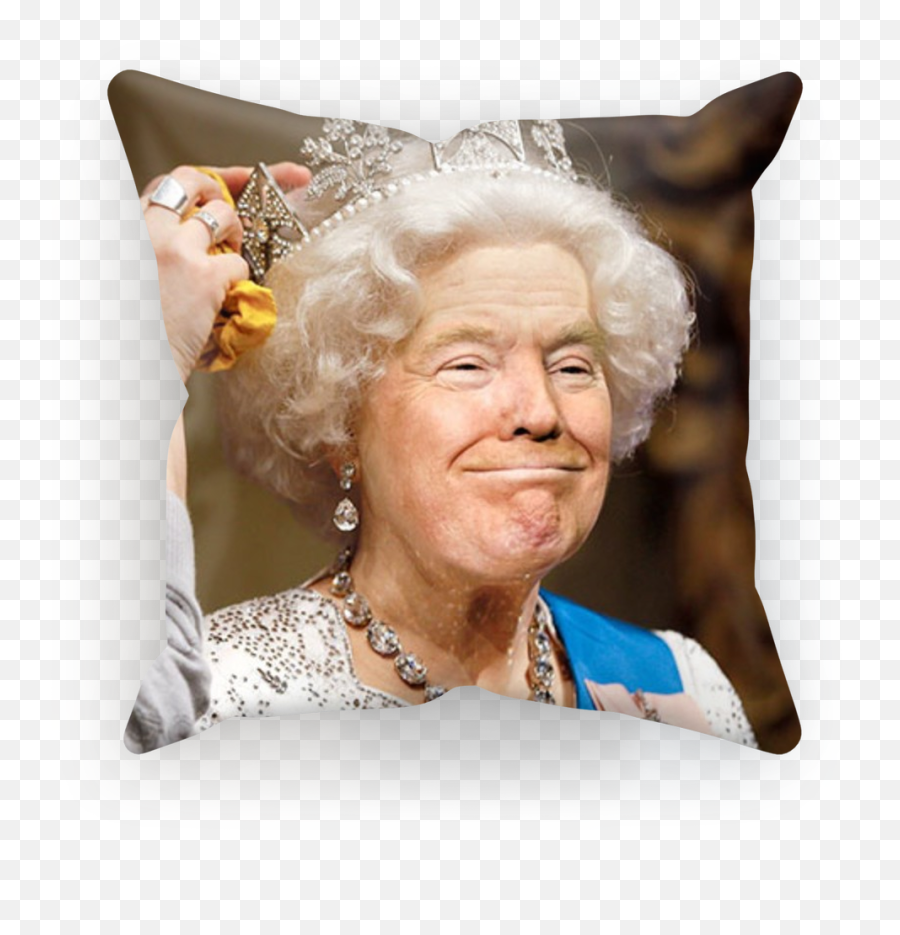 Donald Trump And Queen Elizabeth Face Swap Sublimation Cushion Cover - Face Swap Donald Trump Png,Donald Trump Face Transparent