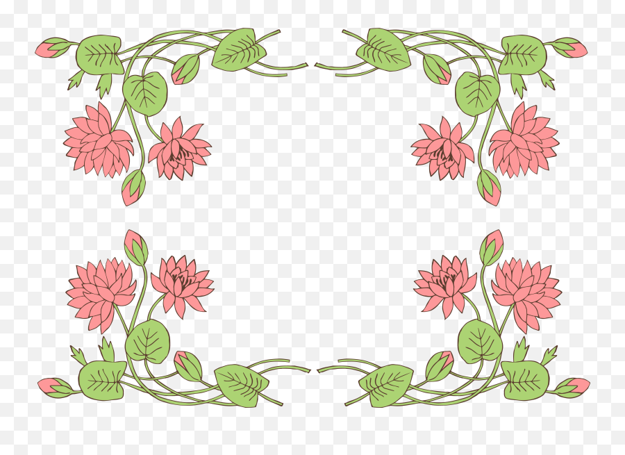 Lily Pad Lotus Flower Borderclip Art - Flower Border Line Clipart Png,Lily Pad Png