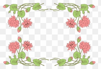 Lily Pad Lotus Flower Borderclip Art - Flower Border Line Clipart Png,Lily Pad Png