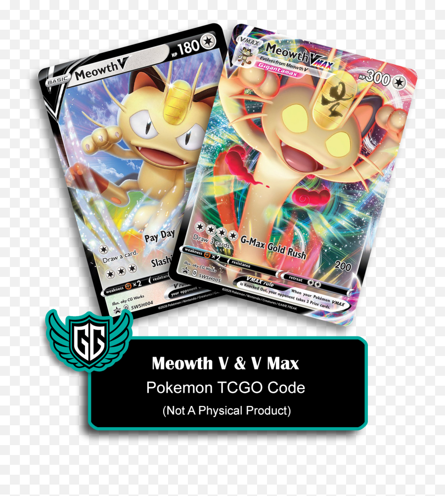 Meowth V U0026 Max Promo Pokemon Tcgo Code - Fictional Character Png,Meowth Transparent