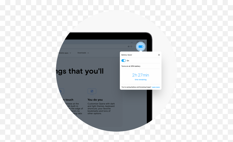 Battery Saver Browser With A Power Saving Mode Opera - Vertical Png,How To Show Battery Icon On Windows 7