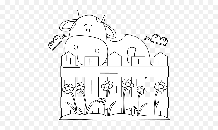 Animal Behinds Cliparts Png Images - Behind The Fence Clipart Black And White,Cow Icon Cliart