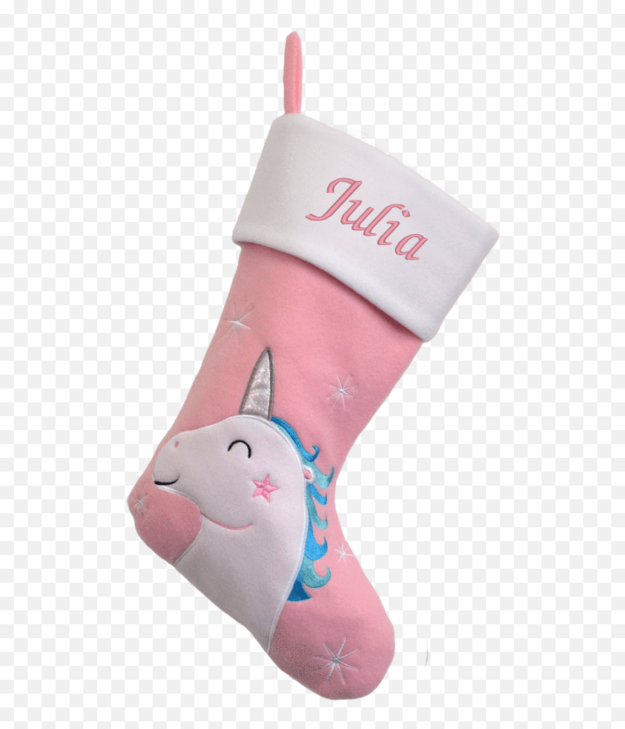 Personalised Embroidered Luxury Unicorn Christmas Stocking - Stocking Christmas Unicorn Png,Stocking Png