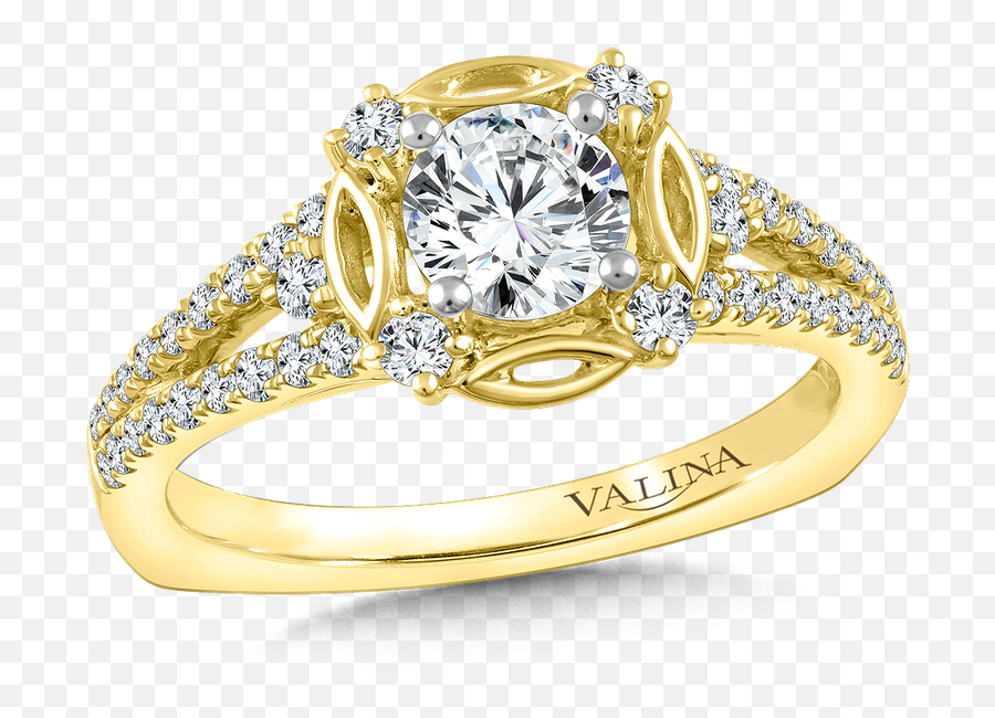 Valina Halo Engagement Ring Mounting In - Gold Items Ring Png,Halo Ring Png