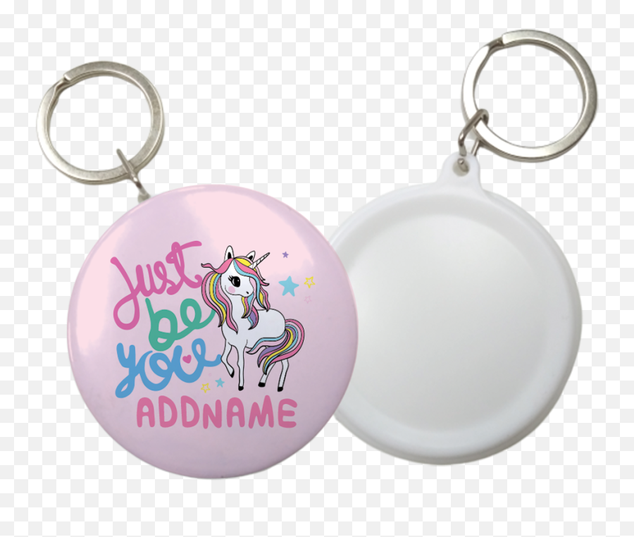 Childrenu0027s Day Series Gift Just Be You Cute Unicorn Addname Button Badge With Key Ring 58mm - Keychain Png,Cute Unicorn Png