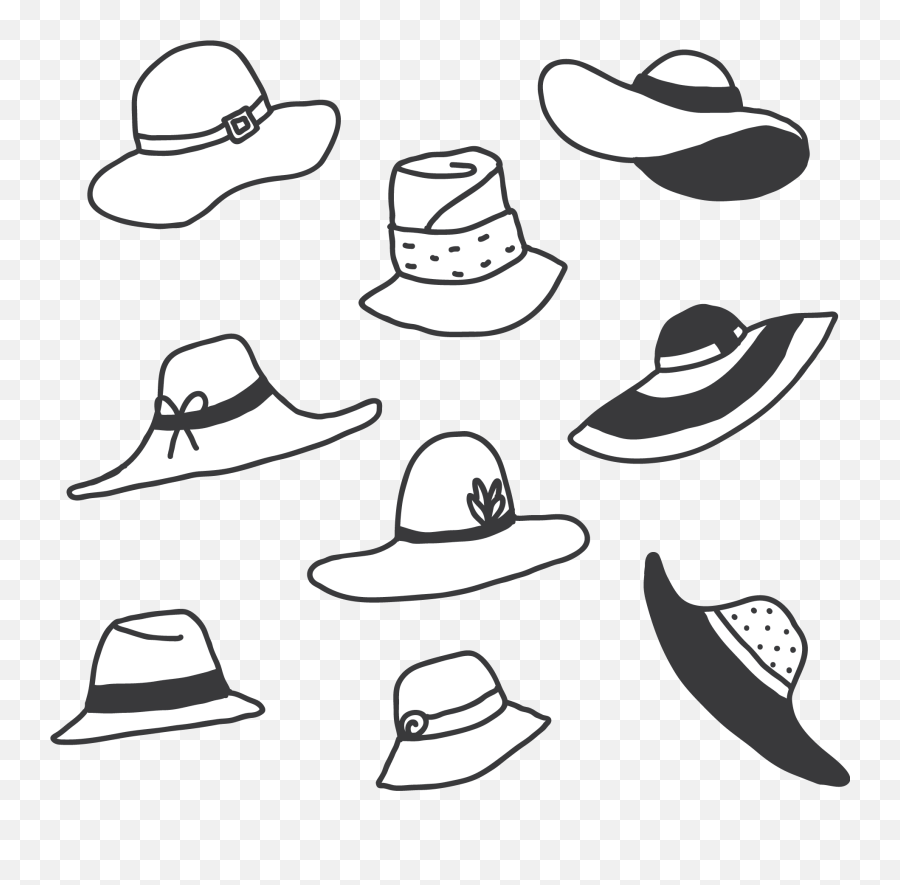 Cowboy Hat Black And White - Ladies Hat Vector Illustration Cowboy Hat Png,Black Cowboy Hat Png